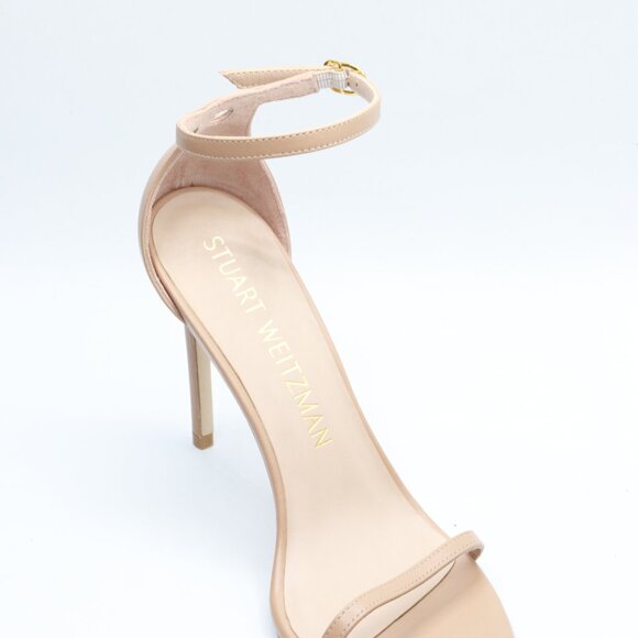 Stuart Weitzman Women's Nudistcurve 100 Smooth Leather Sandals, Adobe, Tan, 9.5 - Picture 2 of 4